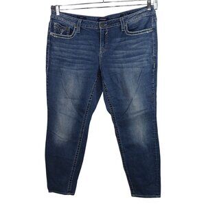 Vigoss  Heritage Fit Skinny Jeans Women Size 22 Blue Denim Thick Stitch FLAW
